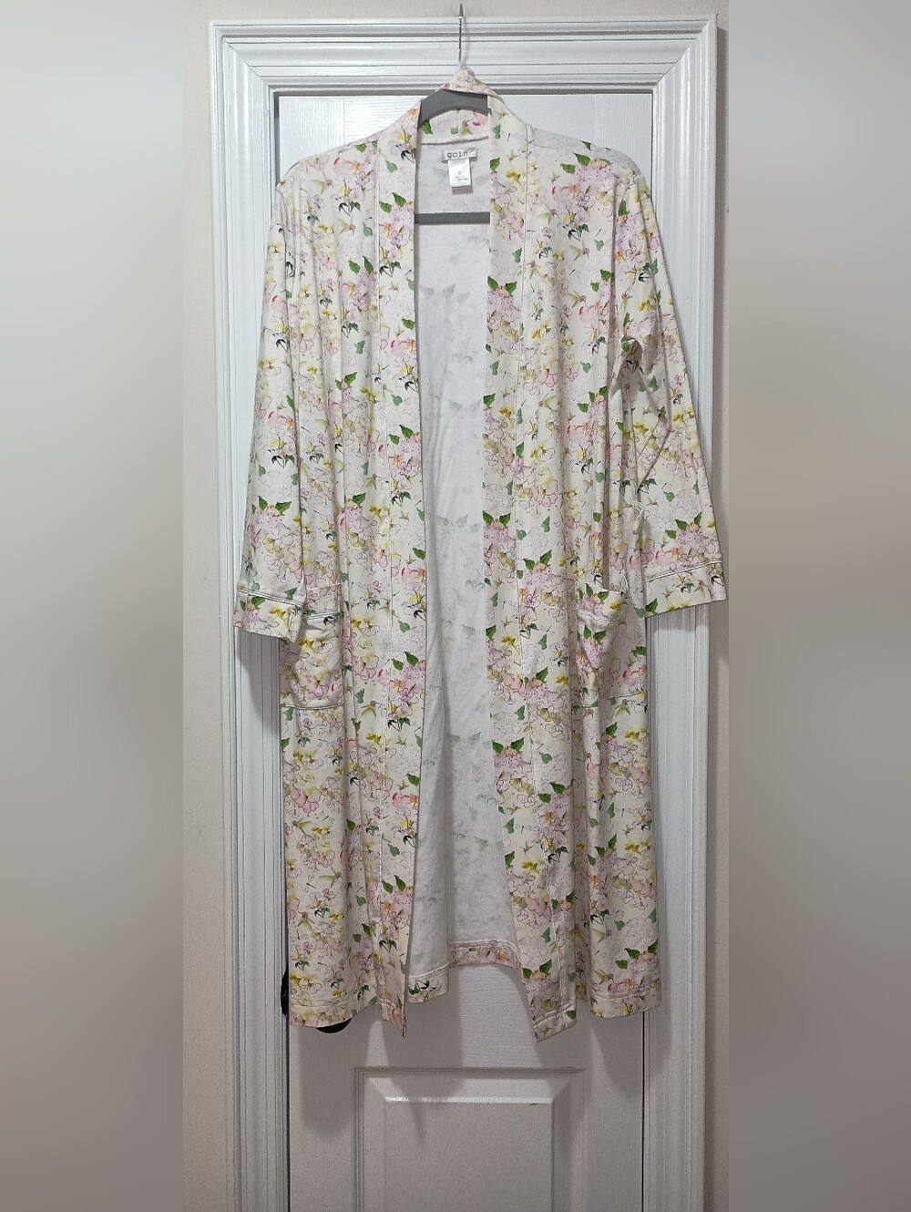 Cotn Brand Pima Cotton Hummingbird Floral Print Women's Robe Size Small